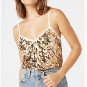 NWOT Spaghetti strap gold sequin tank top